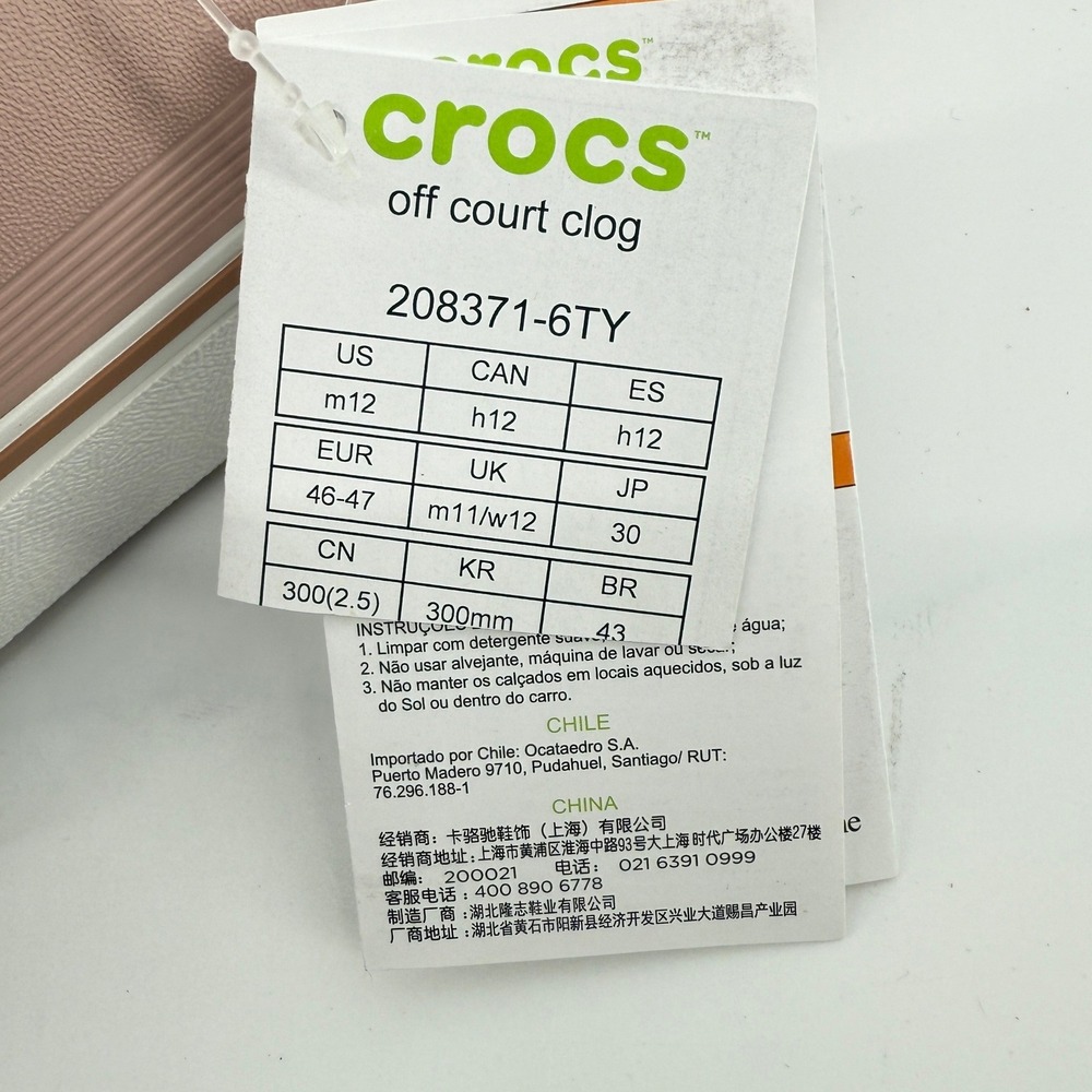 Crocs Off Court Adult Clog Pink Clay White Men 12/Women 14 208371-6TY Casual New - Picture 8 of 8